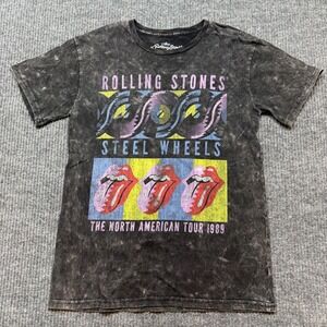 Rolling Stones Steel Wheels Tour 1989 Tee Womens Medium Black Vintage Graphic